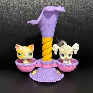 Y2K Hasbro 2004 LPS Littlest Pet Shop Cat + Dog & Twirl Around Tree